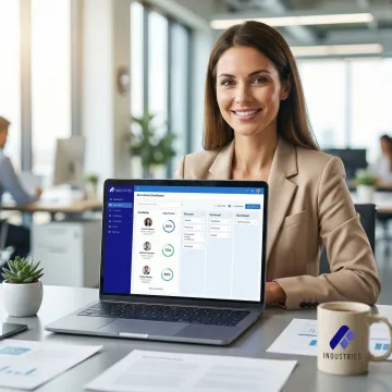 Recruiter reviewing AI-generated candidate shortlist on a laptop