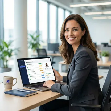 AI-powered employee offboarding checklist dashboard on a laptop screen