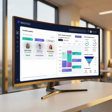 AI recruitment software dashboard showing automated interview scheduling interface with candidate pipeline