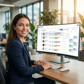 AI agent reviewing resumes and scheduling interviews on a digital dashboard