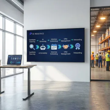 AI-powered staffing workflow diagram for warehouse automation hiring