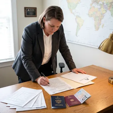Advisor reviewing international tax documents