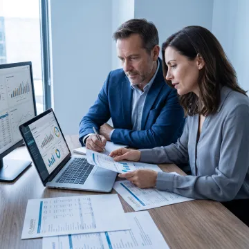 Business leaders reviewing financial strategy