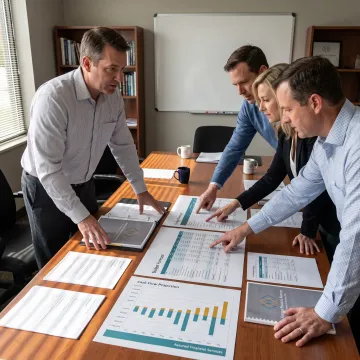 Business leaders reviewing financial strategy