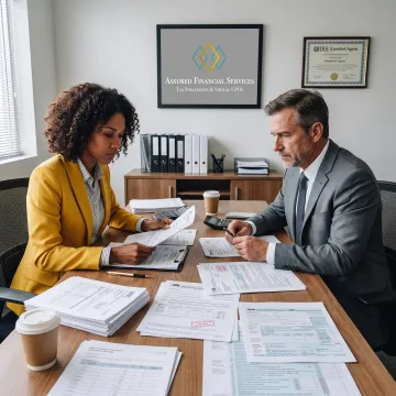 Tax advisor meeting with business client