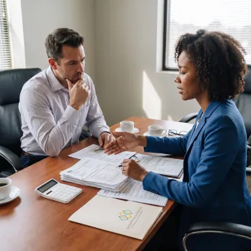 Advisor explaining tax resolution options to a client