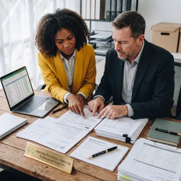 Tax strategist reviewing IRS documents with a client