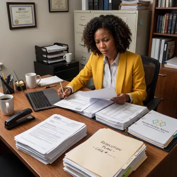 Tax professional organizing an IRS resolution strategy