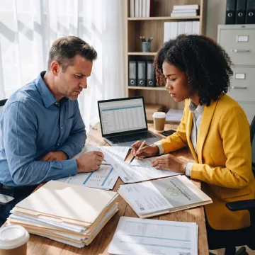 Tax professional reviewing IRS resolution documents