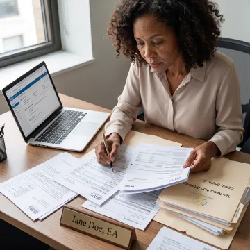 Tax advisor organizing IRS resolution records
