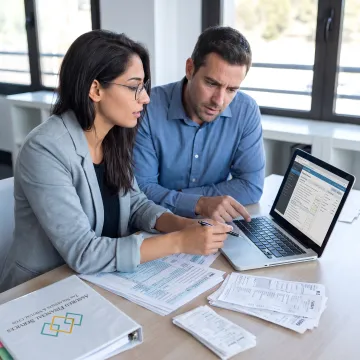Tax advisor discussing prepared return with client