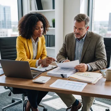 Tax professional reviewing Virginia tax documents
