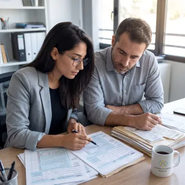 Tax advisor discussing prepared return with client