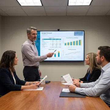 Fractional CFO presenting a financial strategy