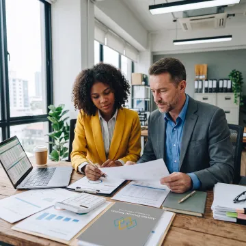 Tax advisor reviewing financial documents with a New Jersey business owner