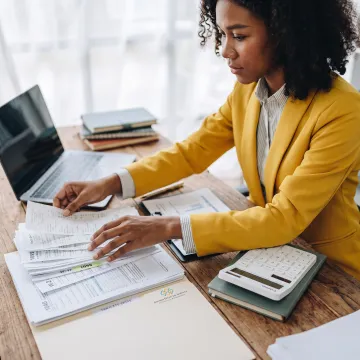 Tax professional organizing client tax documents