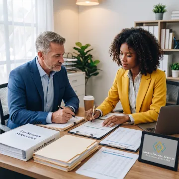 Tax professional reviewing returns with a client