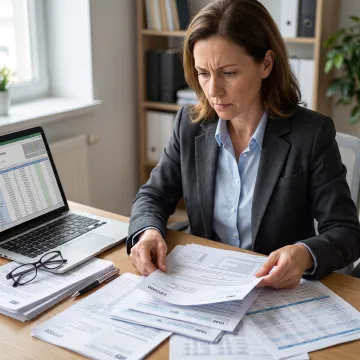 Tax representative organizing IRS resolution paperwork