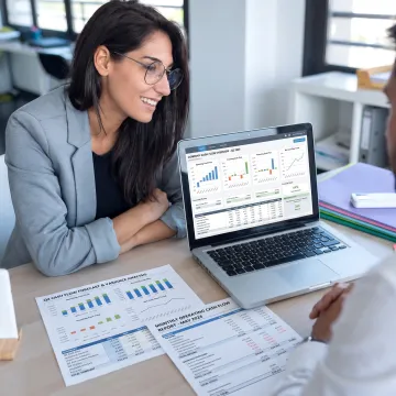 CFO consultant reviewing business financial reports