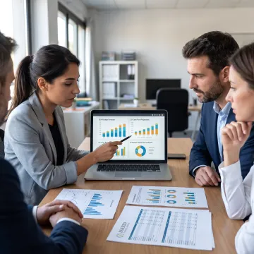 Business leaders reviewing financial strategy