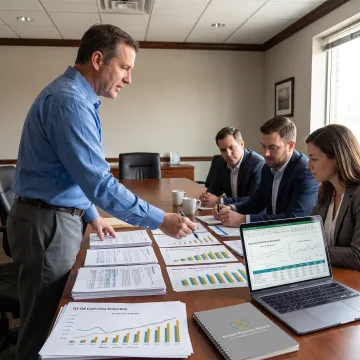 Business advisor presenting financial strategy