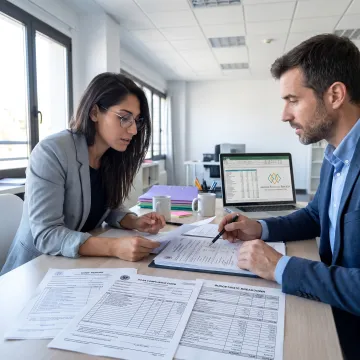 Government contractor reviewing financial compliance reports