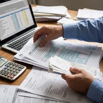 Tax professional organizing return documents
