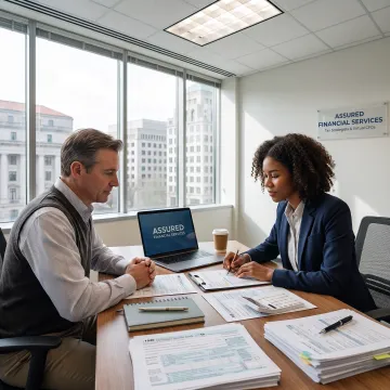 Tax professional reviewing documents with a Washington, DC client