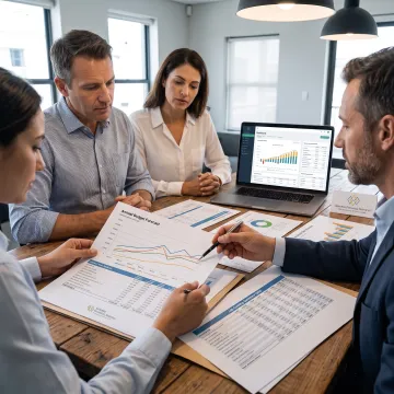 Business leaders reviewing financial strategy