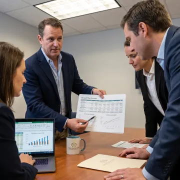 CFO advisor discussing a financial forecast