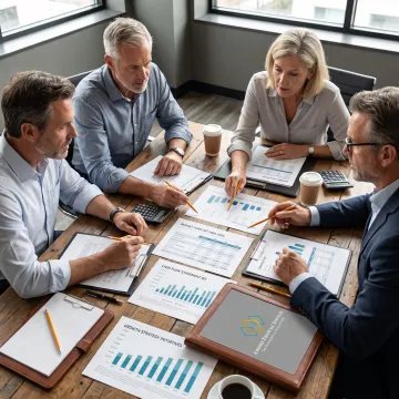 Business leaders reviewing financial strategy