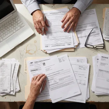 Tax professional organizing IRS resolution paperwork