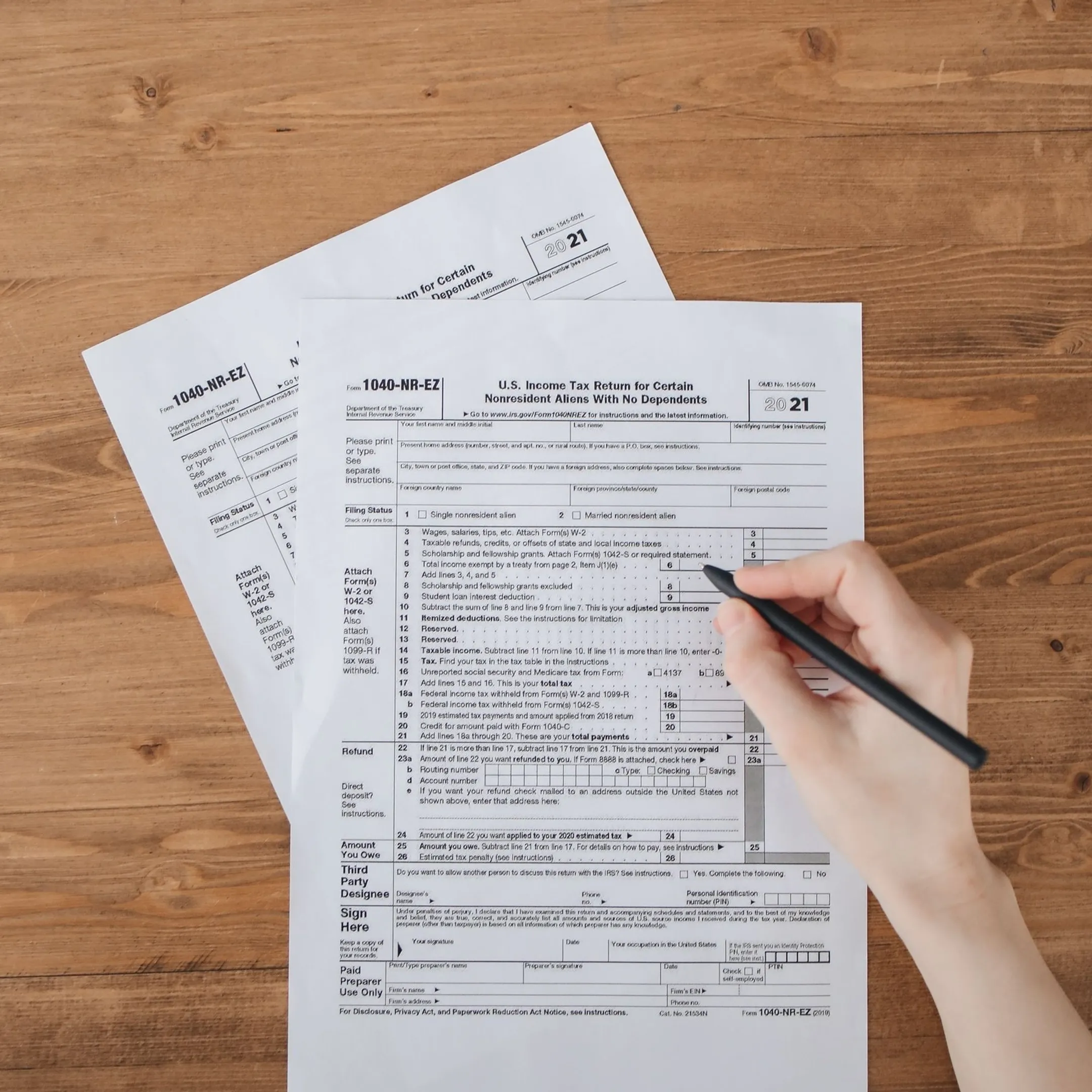 Tax professional looking over financial documents