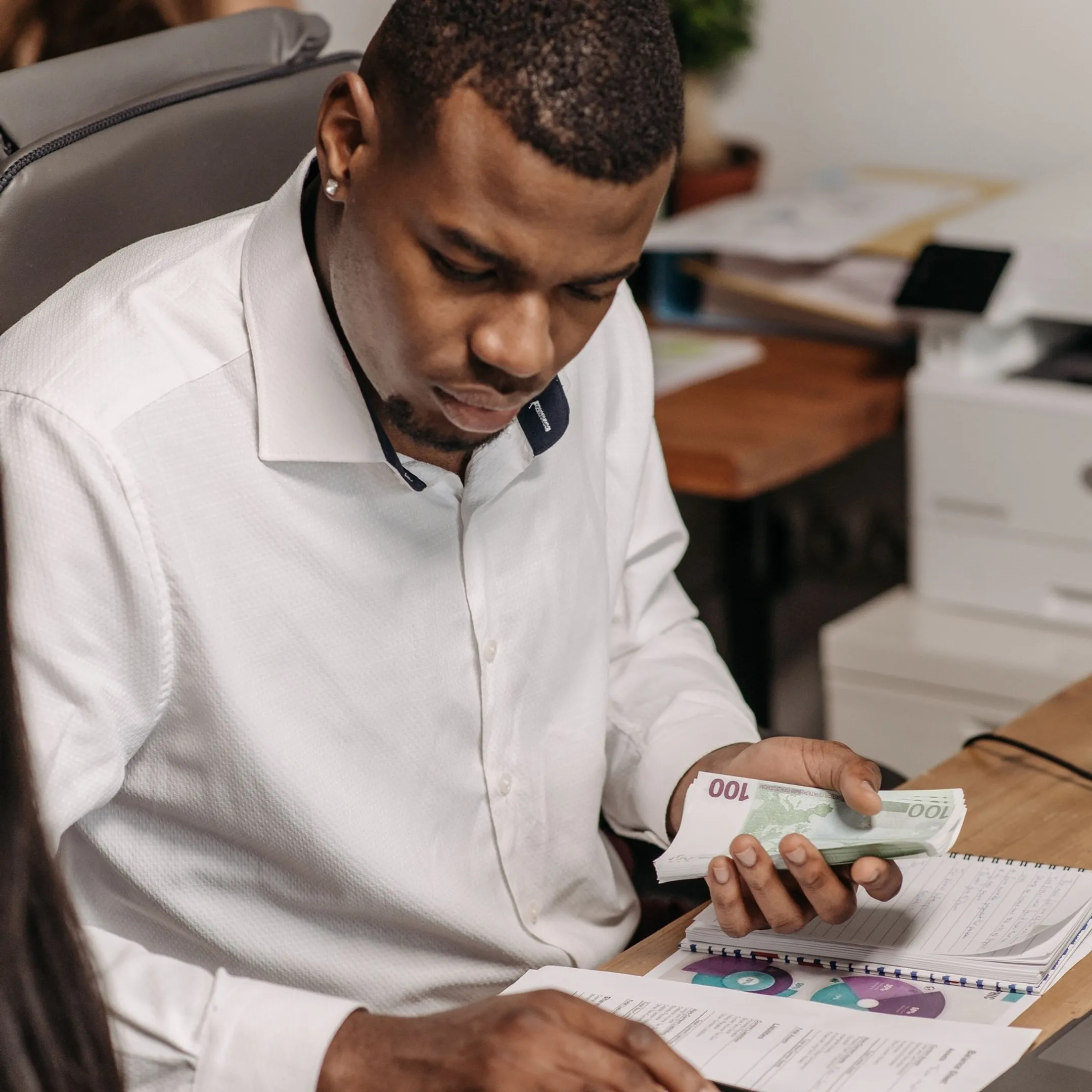 Tax advisor organizing filing documents