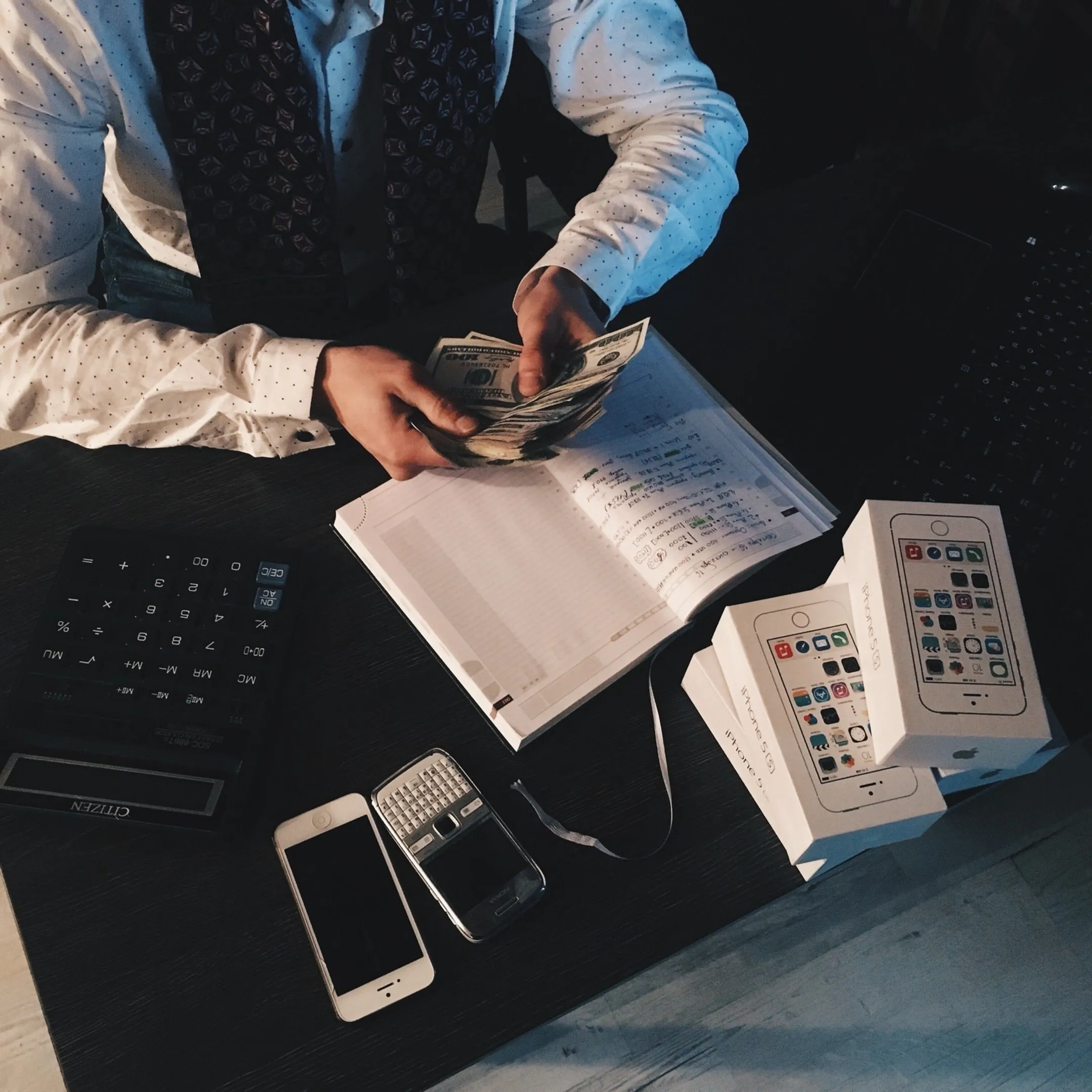 Tax advisor sorting documents for an IRS case