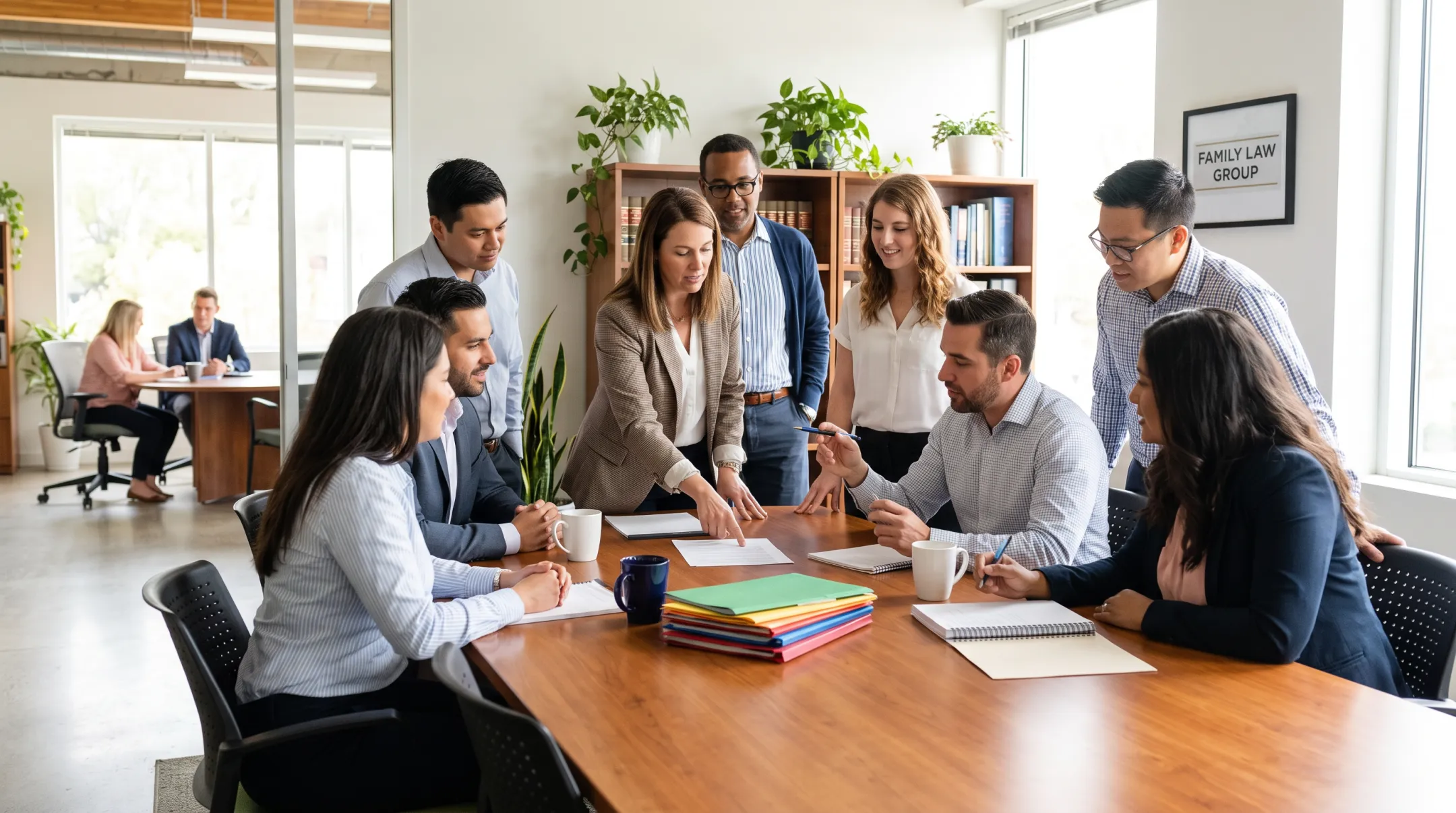 Georgia family law firm team collaborating on client case support