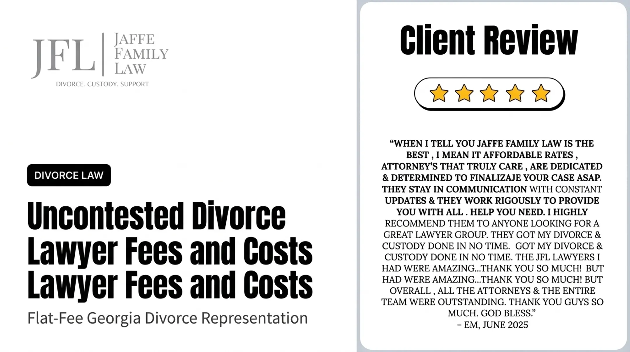 Uncontested Divorce Lawyer Fees and Costs