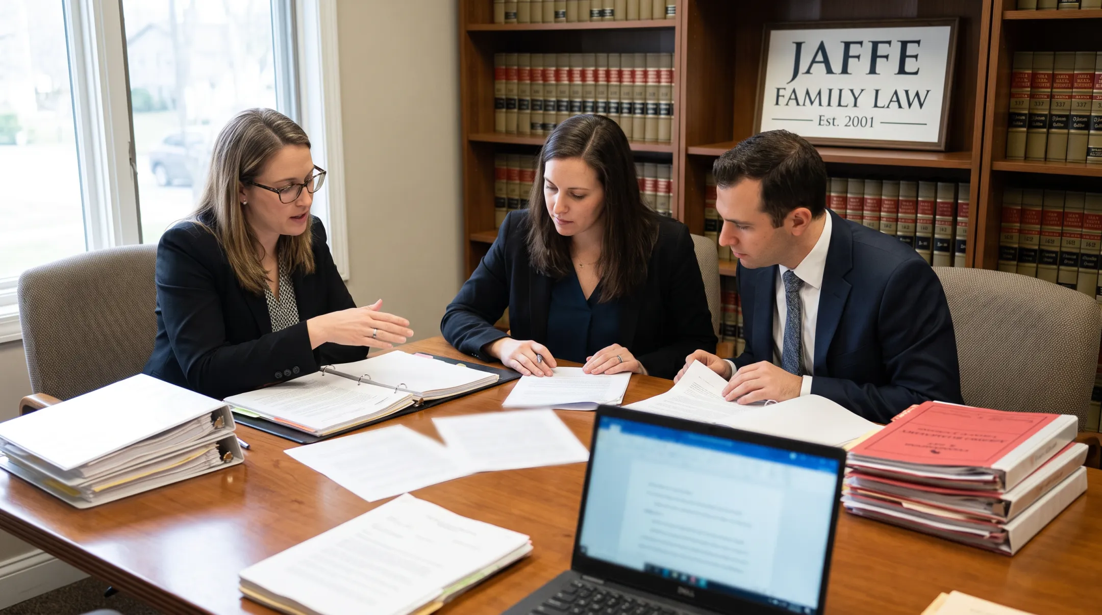 Georgia family law attorneys reviewing alimony dispute documents