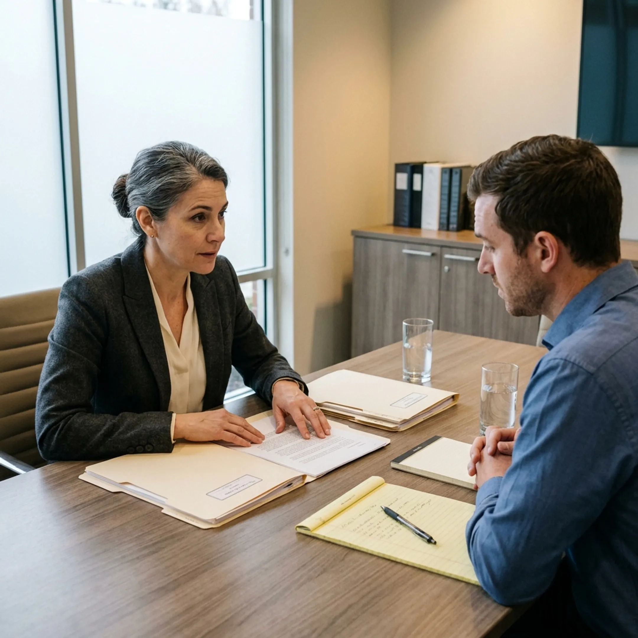 Family law attorney discussing custody options with a client