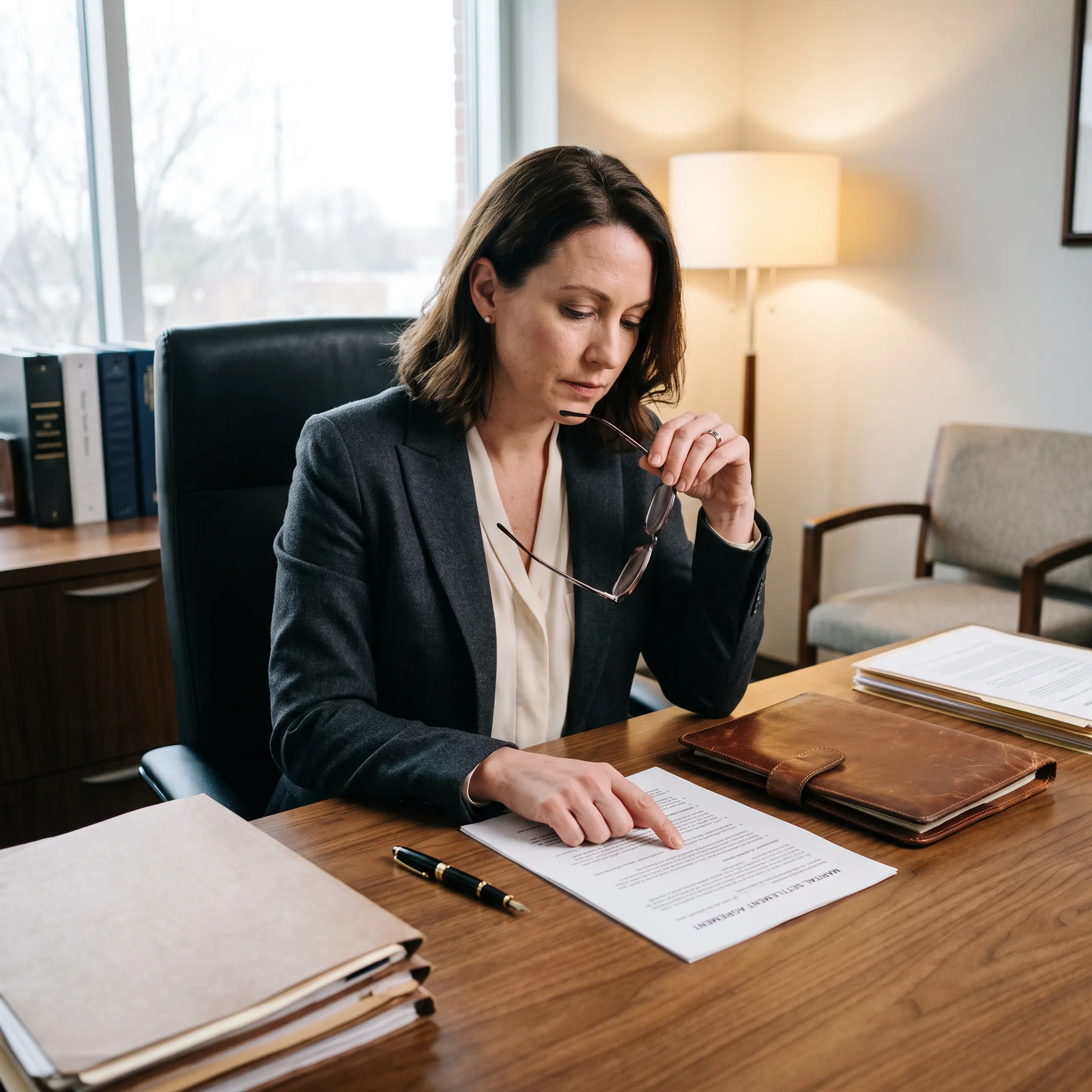 Hall County uncontested divorce attorney reviewing legal paperwork