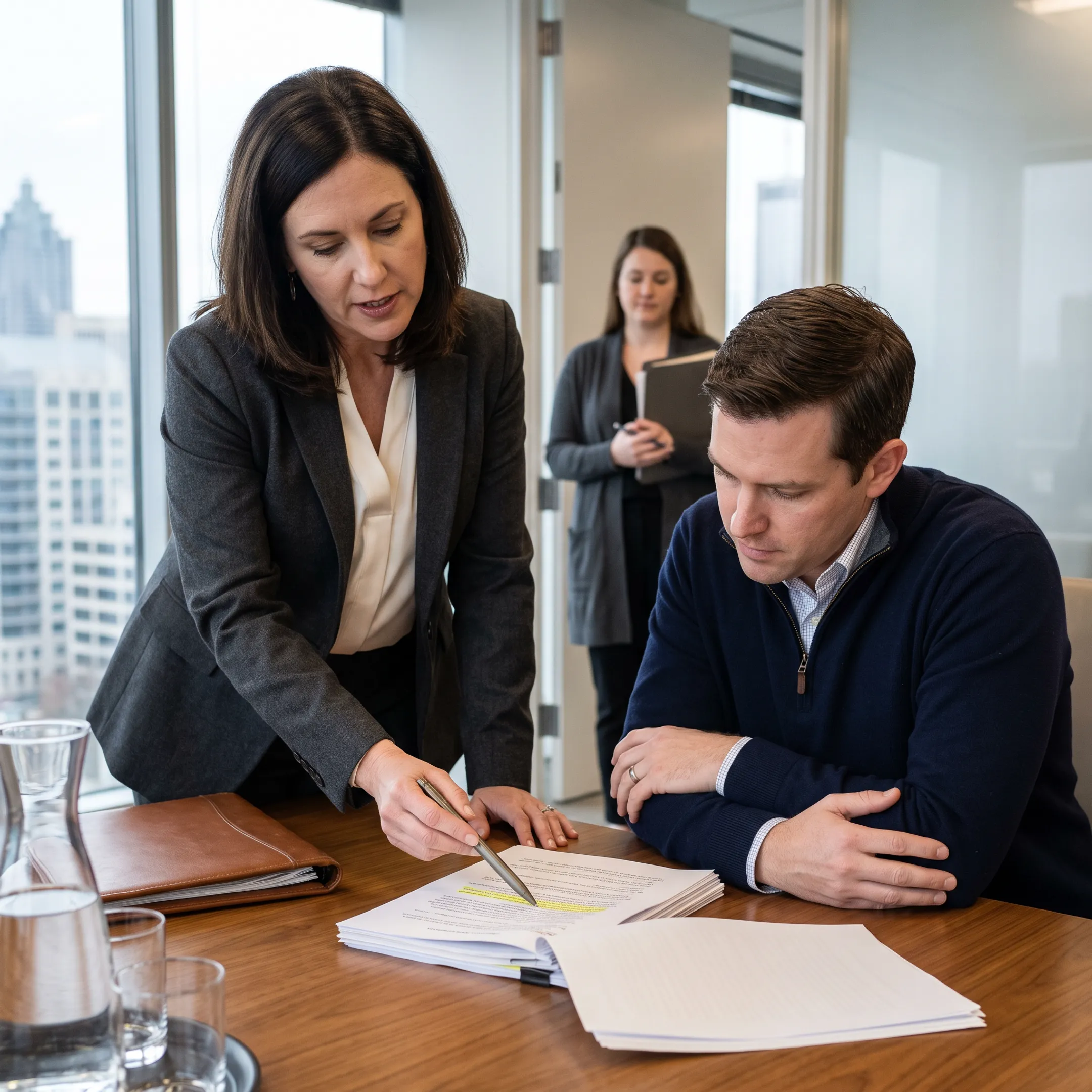 Divorce mediation legal consultation in a conference room