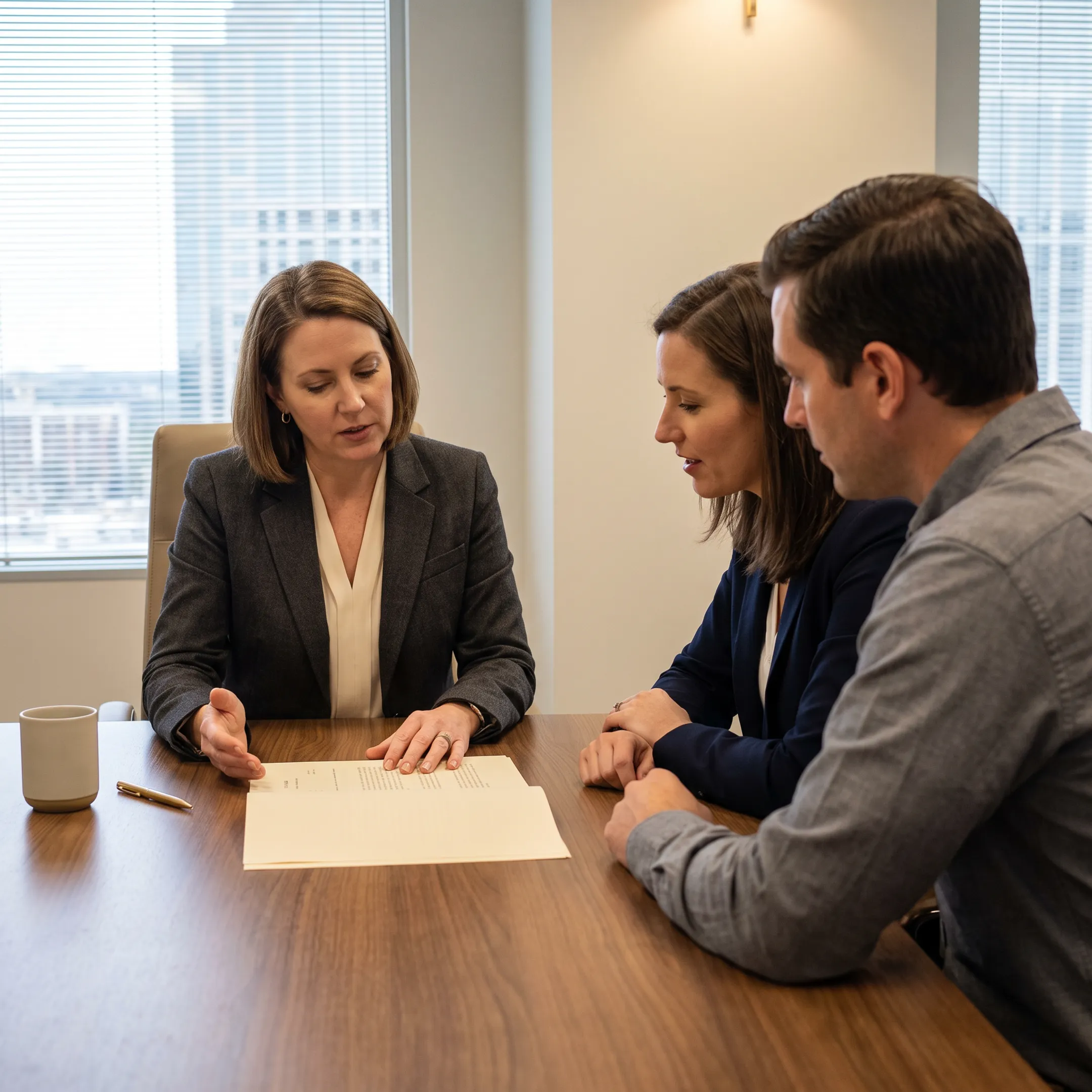 Divorce mediation session between spouses and attorney in Atlanta