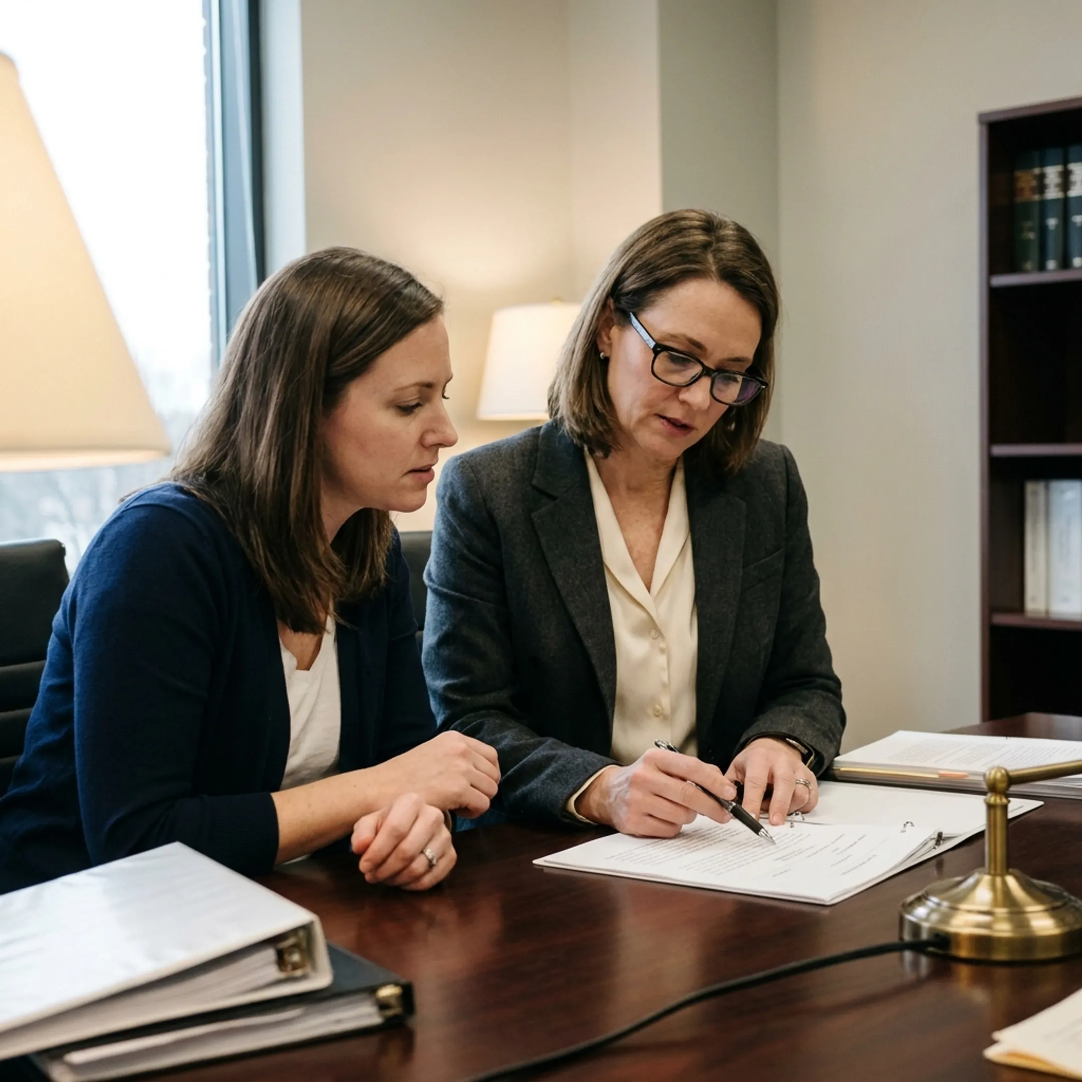 Family law attorney counseling a client about Georgia divorce procedures