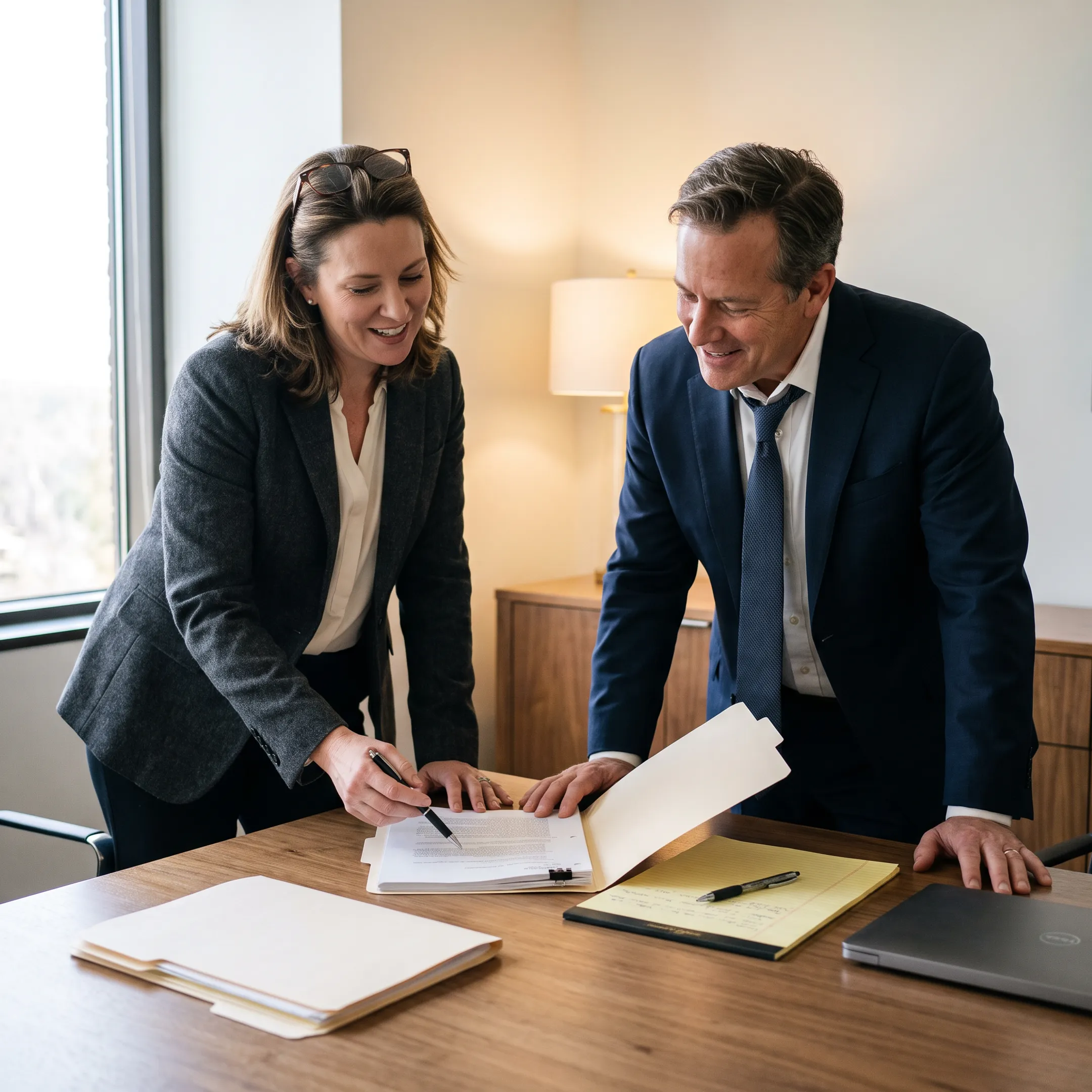 Georgia family law divorce attorneys consulting in a law office