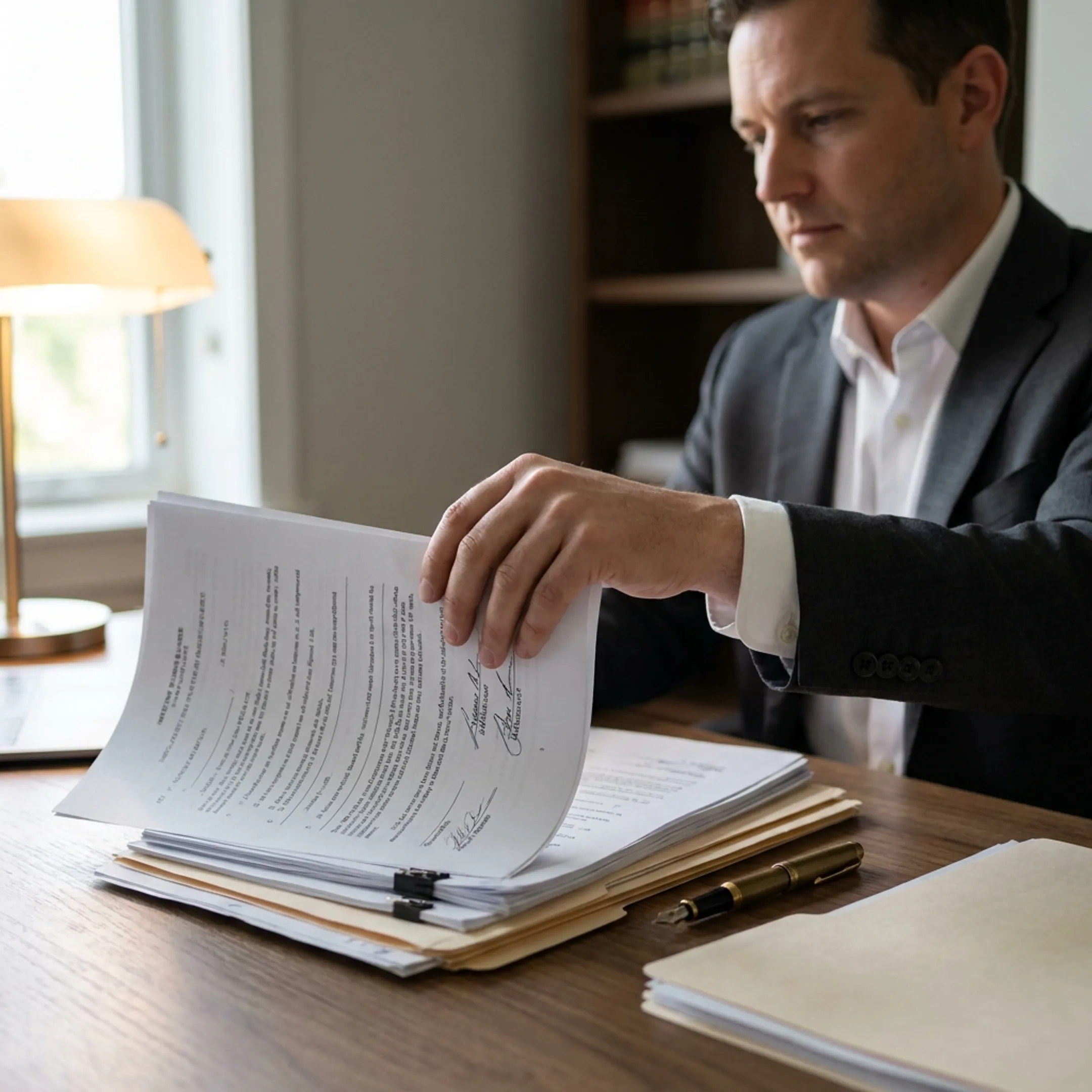 Legal team preparing divorce decree documents for court filing