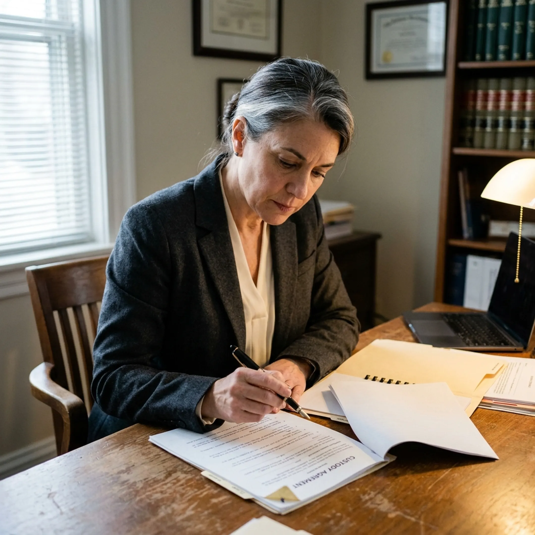 Family law attorney consulting with clients regarding Georgia legal matters