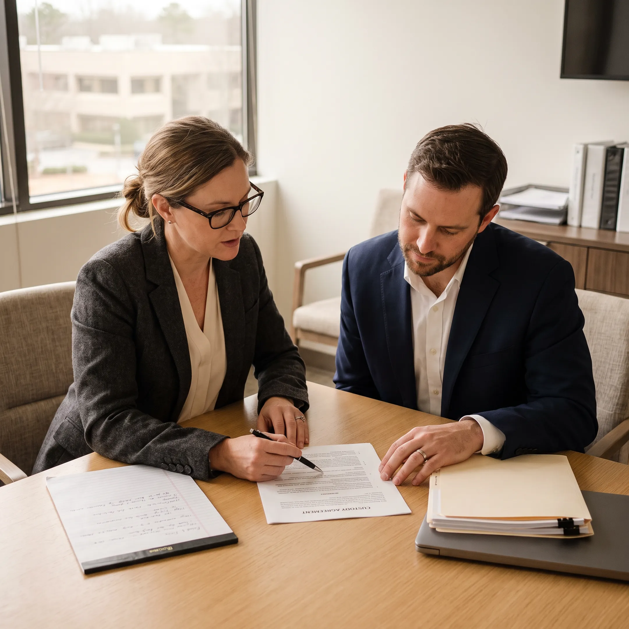 Georgia family law attorneys consulting with a client