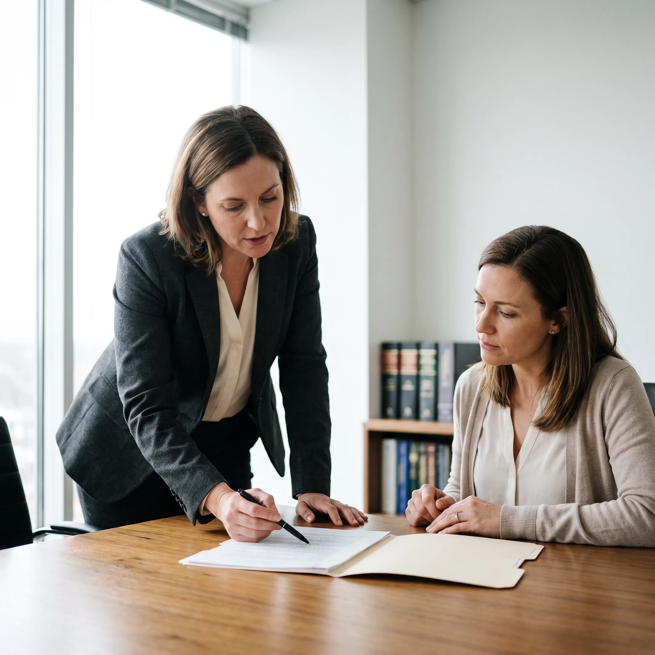 Divorce and family law attorneys consulting with a client in Georgia