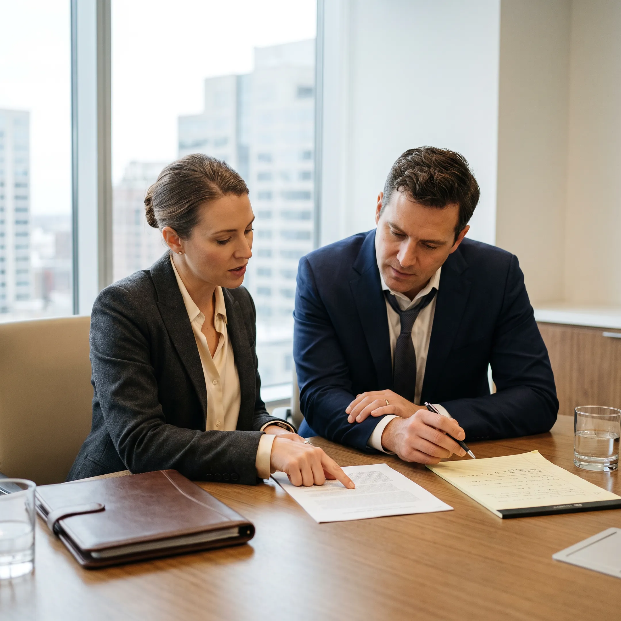 Attorneys discussing family law matters in a conference room