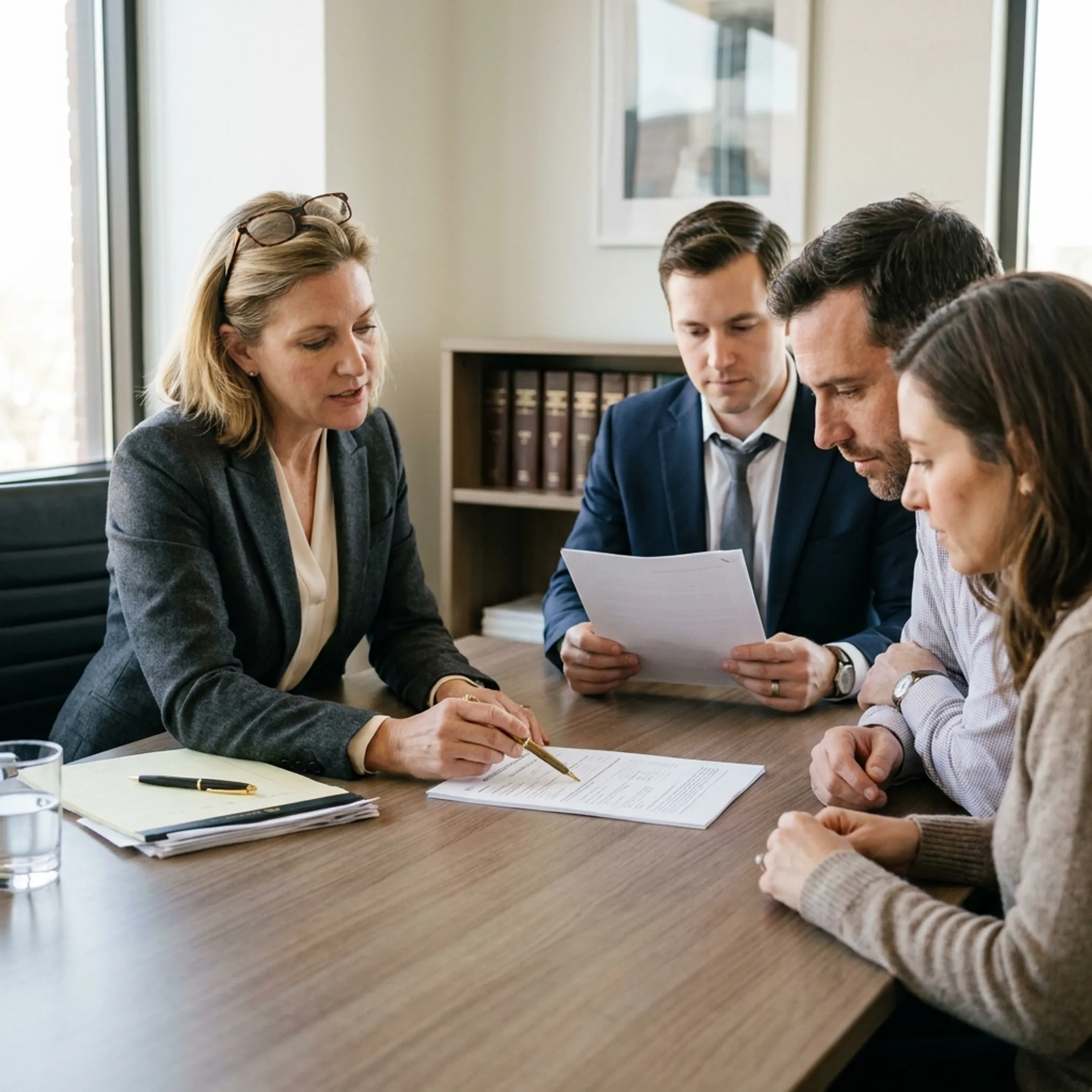 Attorneys reviewing marital contract documents